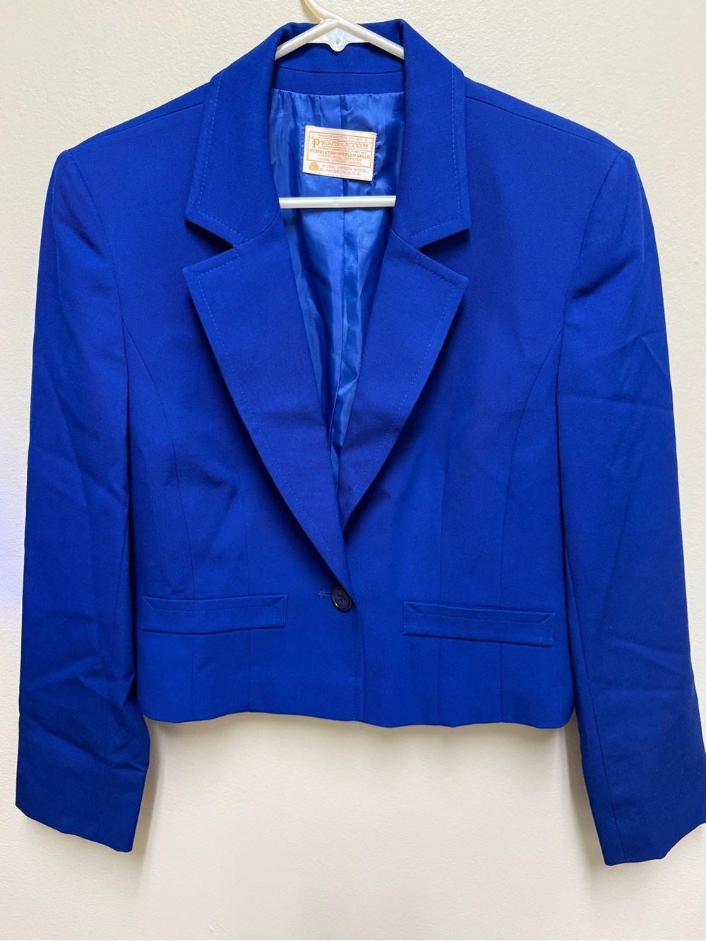Pendleton Women’s Royal Blue Virgin Wool Jacket Padded Shoulders Lined Sz M